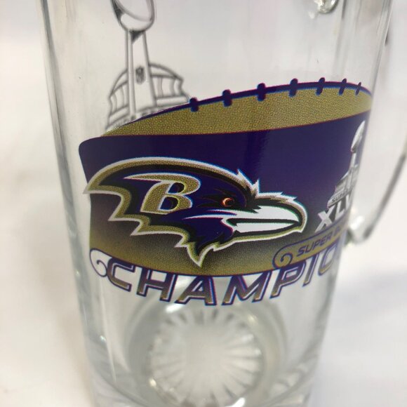 Baltimore Ravens Super Bowl‎ 47 XLVII Champs Champion 6" Pint Glass - Picture 2 of 9